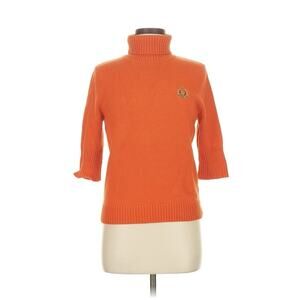 VTG Lauren Ralph Lauren Orange Cotton Turtleneck Short Sleeve Sweater Crest M